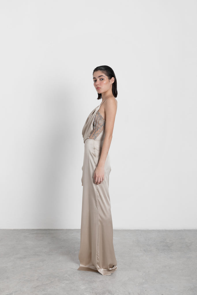 GREY FEATHERED DRESS